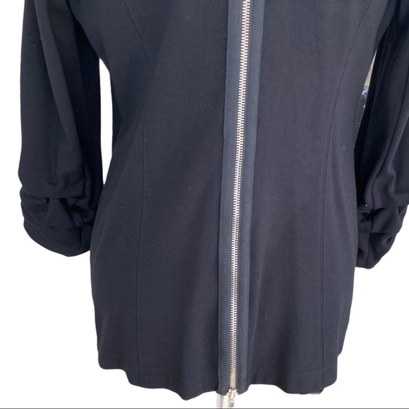 Bailey 44 Black T-Shirt Knit Soft Casual Back Full Zipper Accent Blazer Medium - Picture 6 of 10